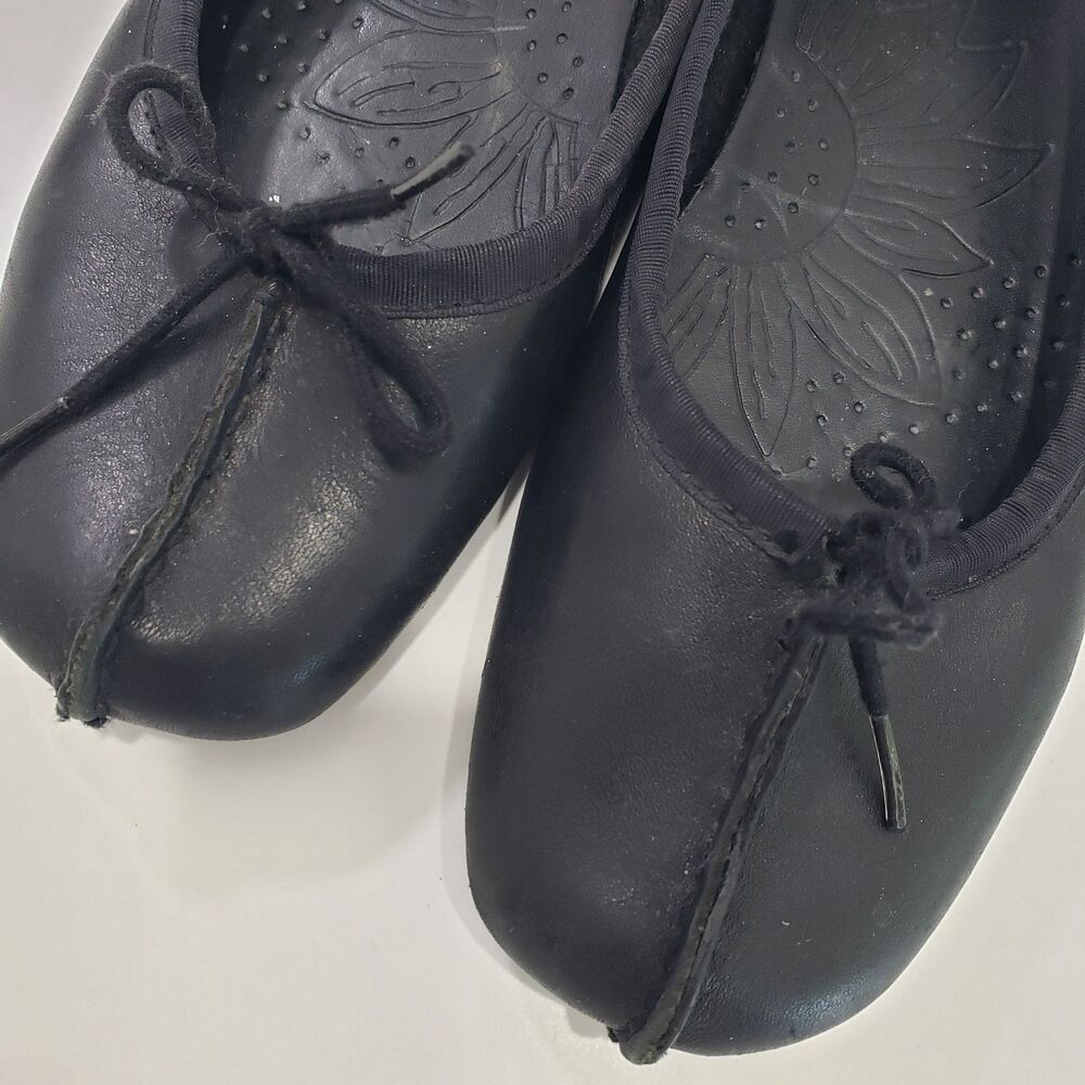 Clarks Women's Black Leather Ballet Flats, Size 7 B - Picture 3 of 9